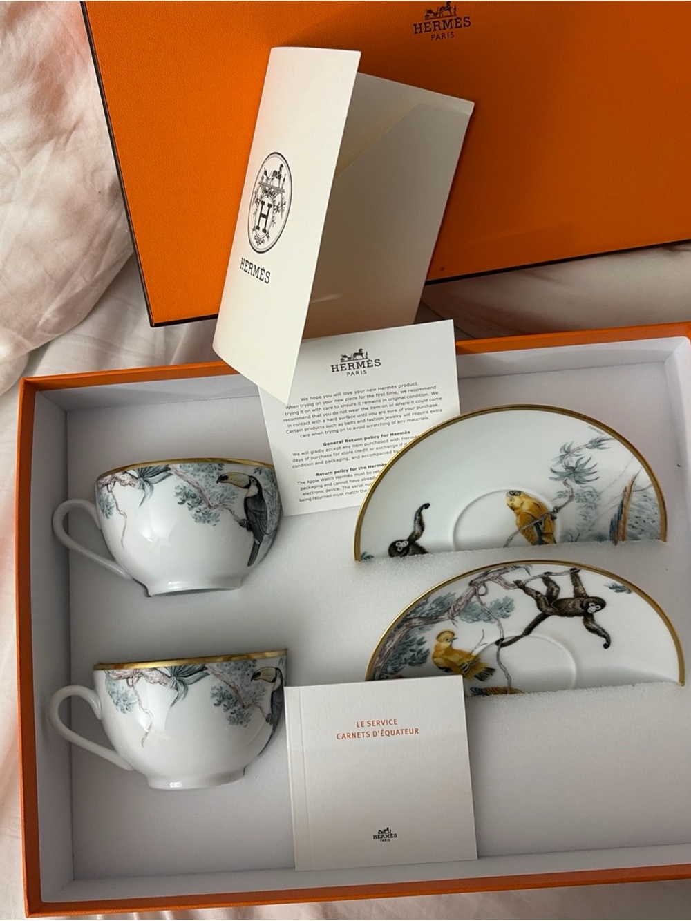 Hermes Carnets d'Equateur tea cup and saucer set (2)